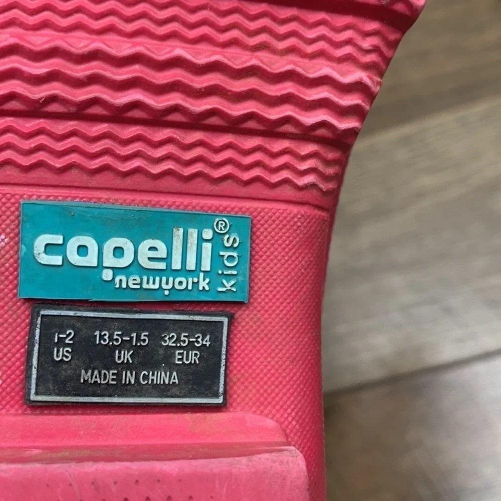 Capelli of New York Hot Pink Lace Up Rain Duck Boots sz 1-2